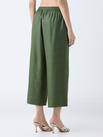Zuba Olive Solid Pants