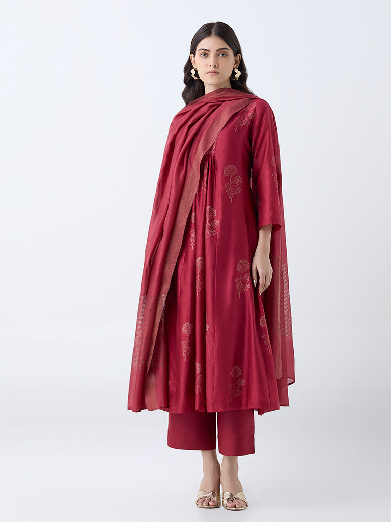 Zuba Red Solid Pants
