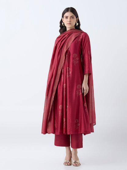 Zuba Red Solid Pants