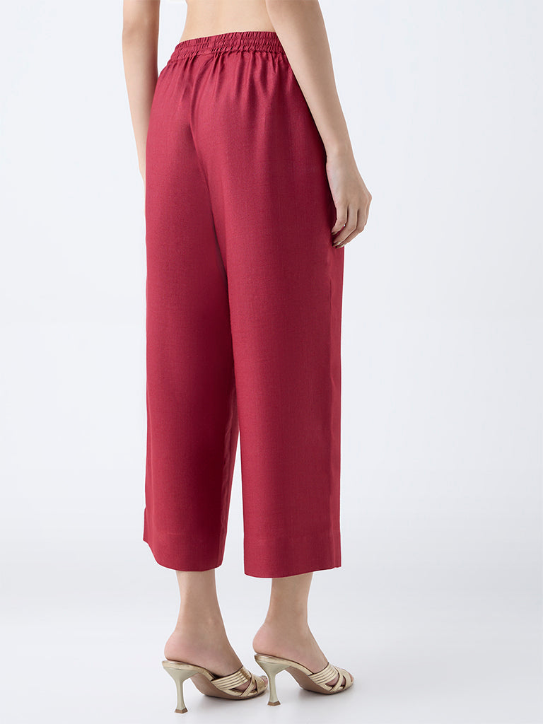 Zuba Red Solid Pants