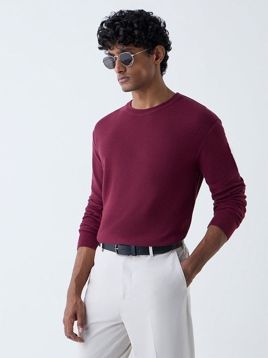 WES Formals Maroon Slim-Fit Sweater