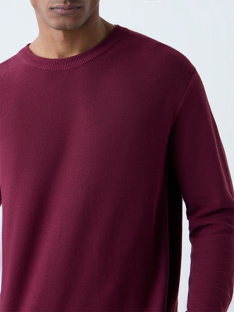WES Formals Maroon Slim-Fit Sweater