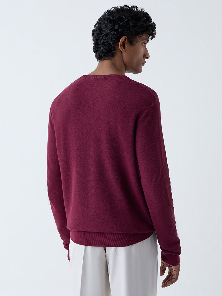WES Formals Maroon Slim-Fit Sweater