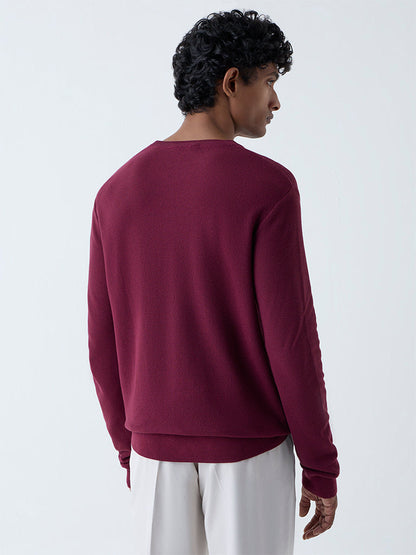 WES Formals Maroon Slim-Fit Sweater