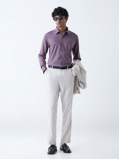 WES Formals Purple Solid Slim-Fit Shirt