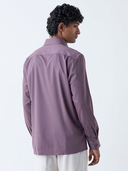 WES Formals Purple Pinstriped Slim-Fit Shirt
