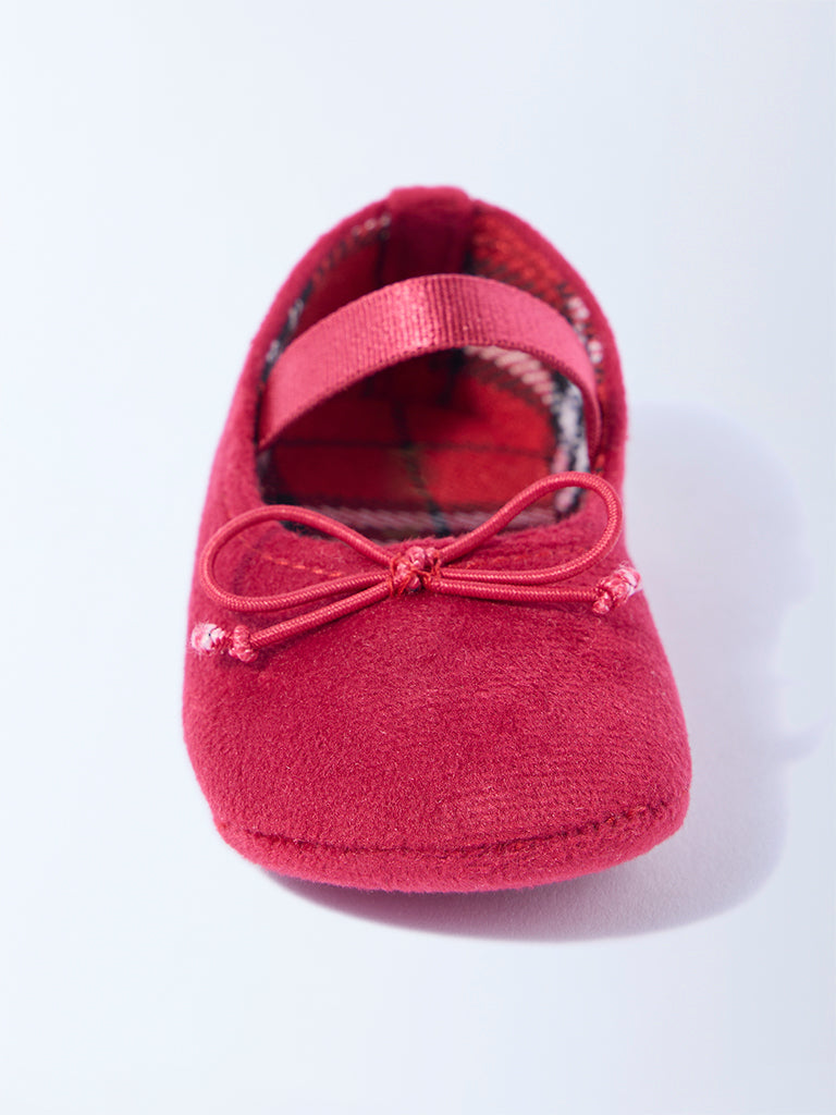 Yellow Red Bow-Detailed Booties
