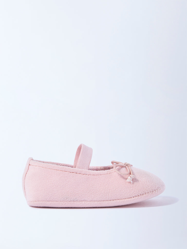 Yellow Pink Bow-Detailed Booties