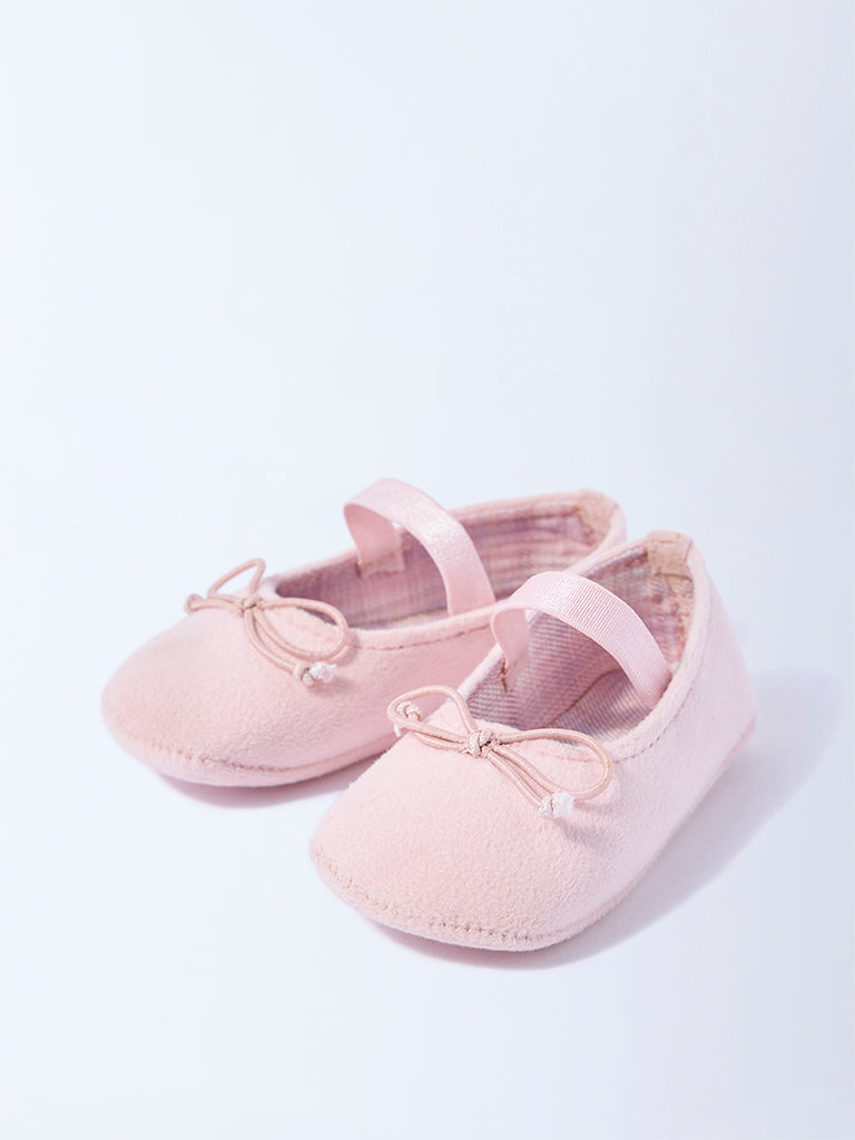 Yellow Pink Bow-Detailed Booties