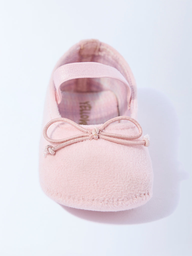 Yellow Pink Bow-Detailed Booties
