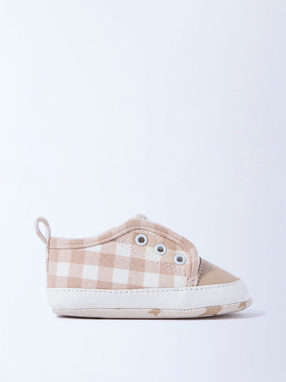 Yellow Beige Gingham Checkered Booties