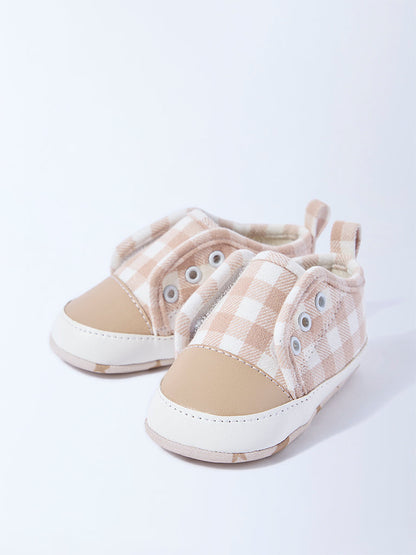 Yellow Beige Gingham Checkered Booties