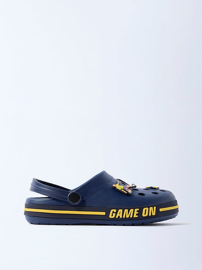 Yellow Navy Applique-Detailed Clogs