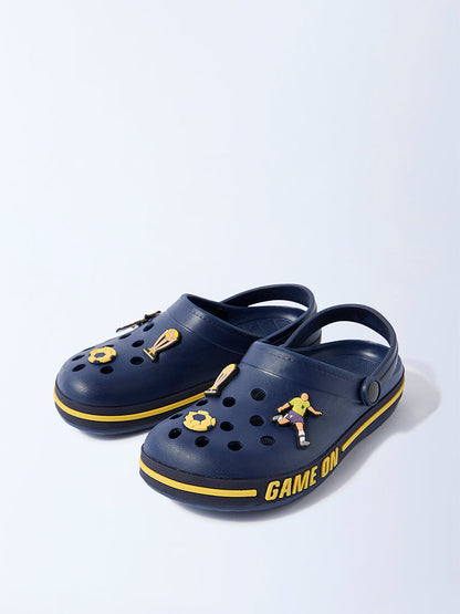 Yellow Navy Applique-Detailed Clogs