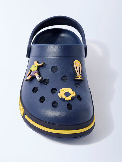 Yellow Navy Applique-Detailed Clogs