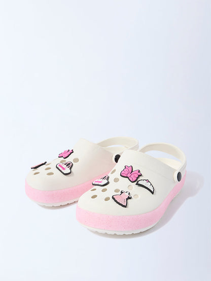 Yellow White Applique-Detailed Clogs