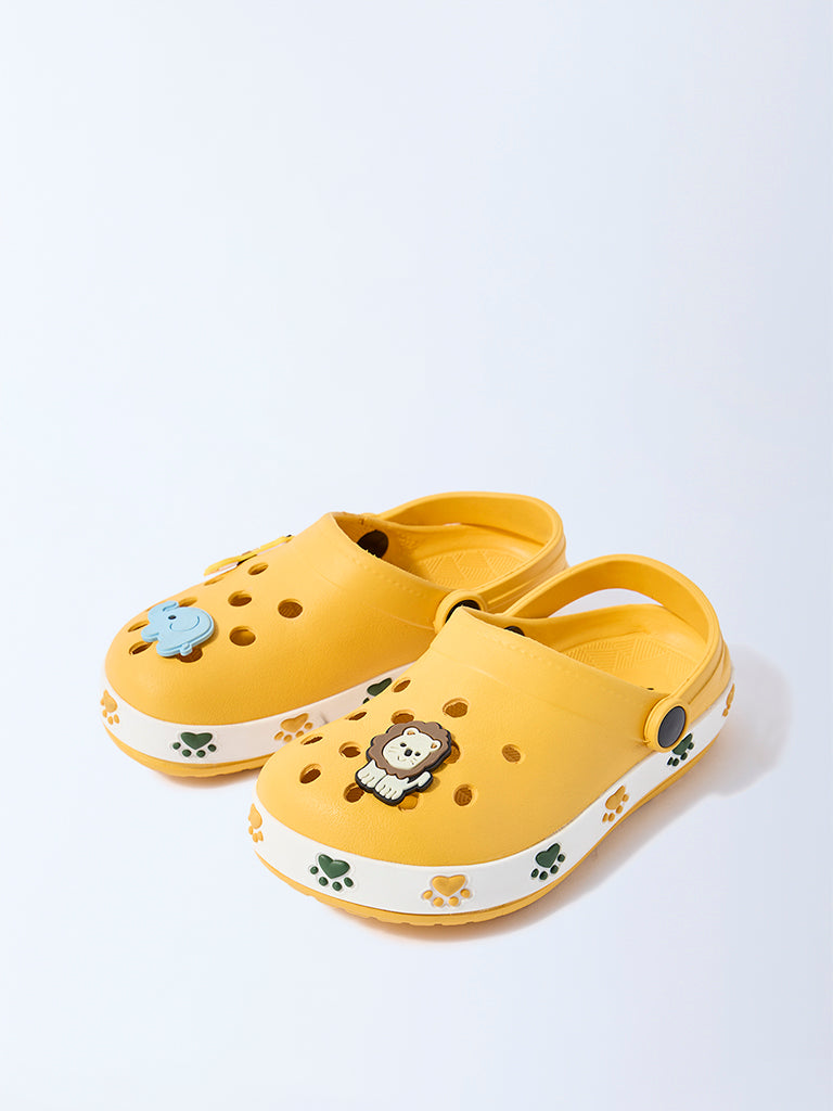 Yellow Mustard Animal Applique-Detailed Clogs