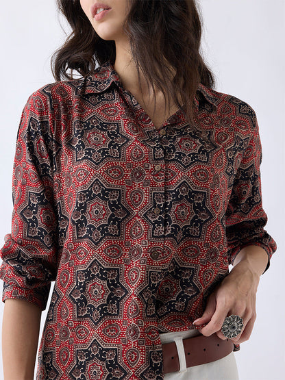 Utsa Red Printed Tunic