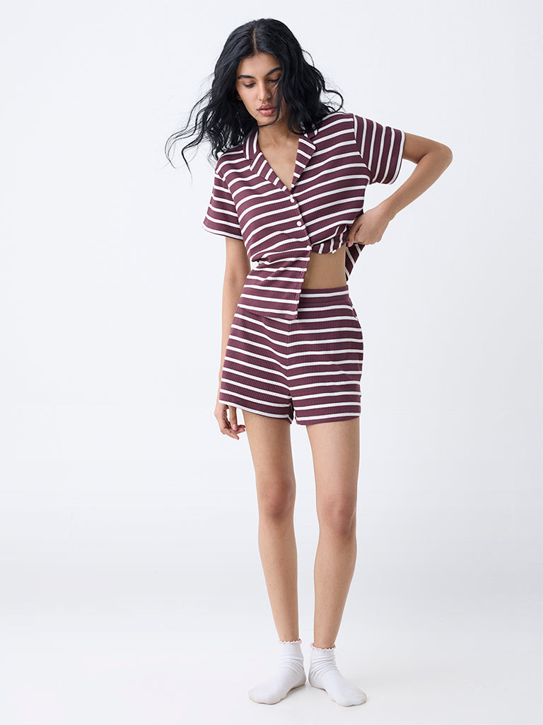 Superstar Brown Striped Cotton Shirt