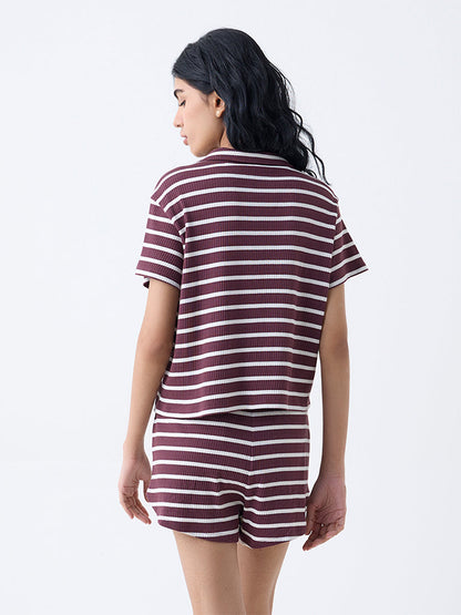 Superstar Brown Striped Cotton Shirt