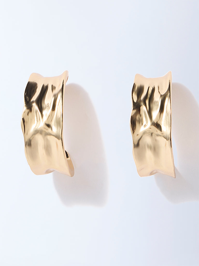 Westside Accessories Gold Molten Statement Half Hoop Earrings