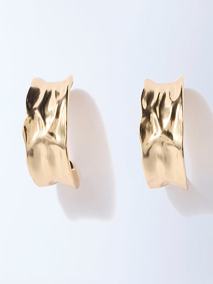 Westside Accessories Gold Molten Statement Half Hoop Earrings