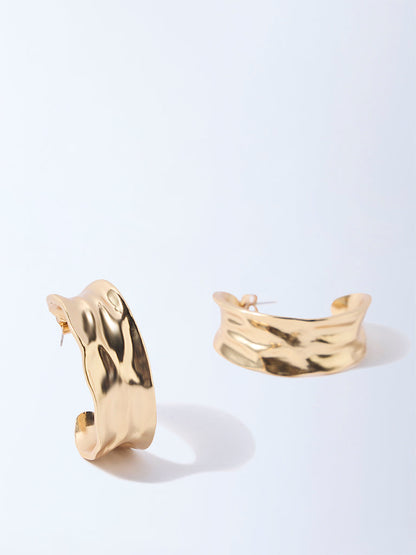 Westside Accessories Gold Molten Statement Half Hoop Earrings