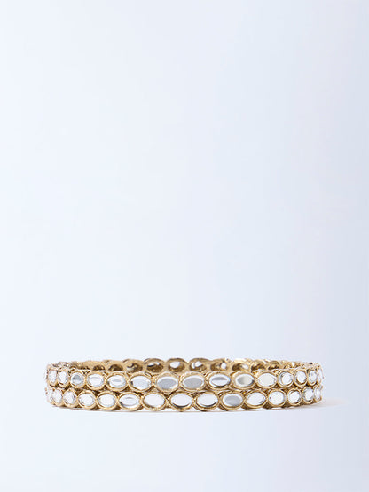 Westside Accessories Gold Gemstone-Detailed Bangles Set - Pack of 2