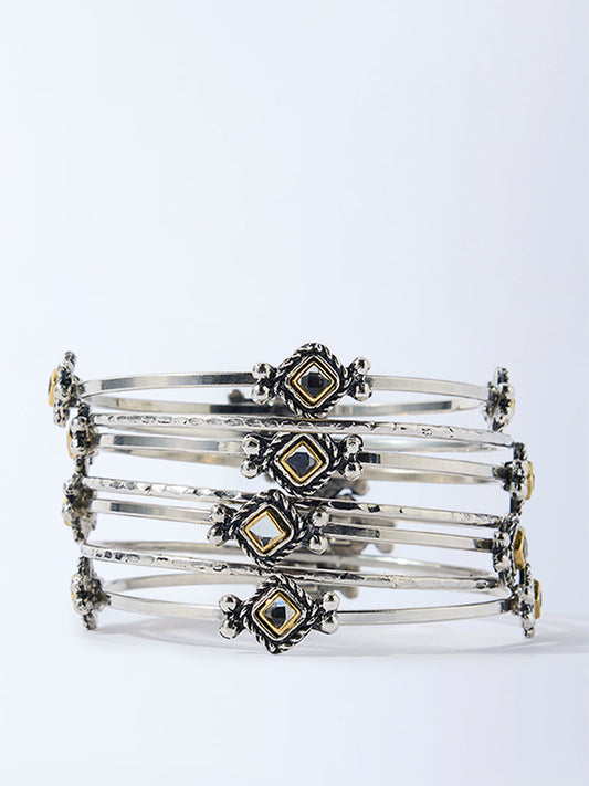 Westside Accessories Silver Motif-Detailed Bangles Set - Pack of 7