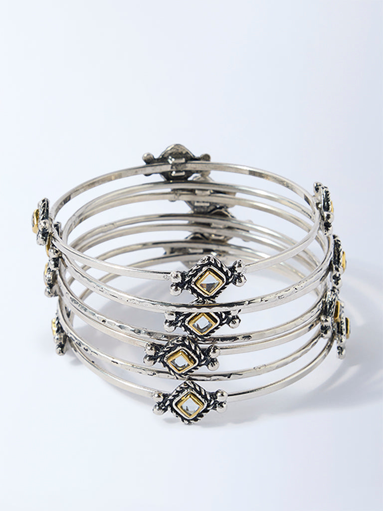Westside Accessories Silver Motif-Detailed Bangles Set - Pack of 7