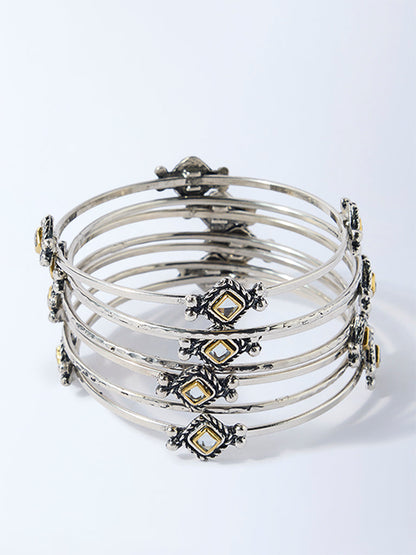 Westside Accessories Silver Motif-Detailed Bangles Set - Pack of 7