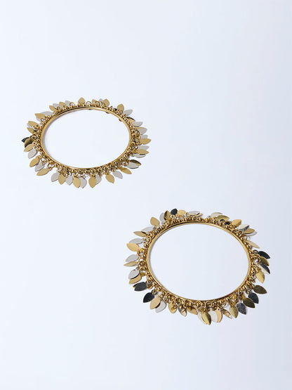 Westside Accessories Gold and Silver Leaf Bangles Set - Pack of 2