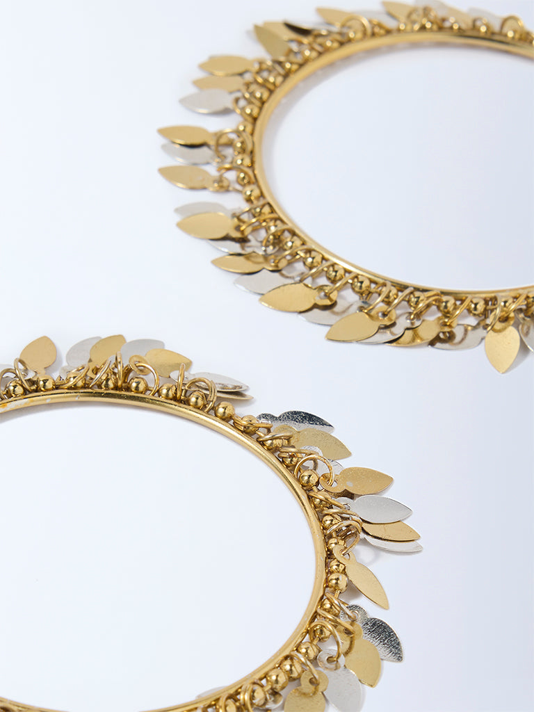 Westside Accessories Gold and Silver Leaf Bangles Set - Pack of 2