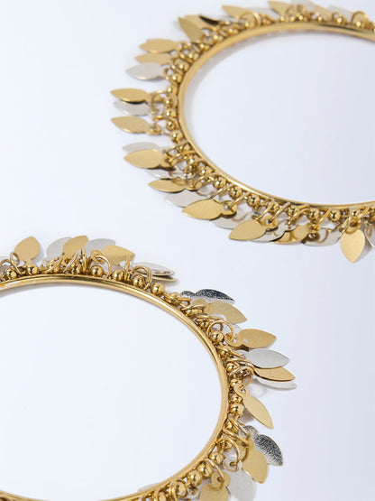 Westside Accessories Gold and Silver Leaf Bangles Set - Pack of 2