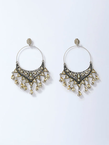 Westside Accessories Silver Embellished Chandbali Earrings