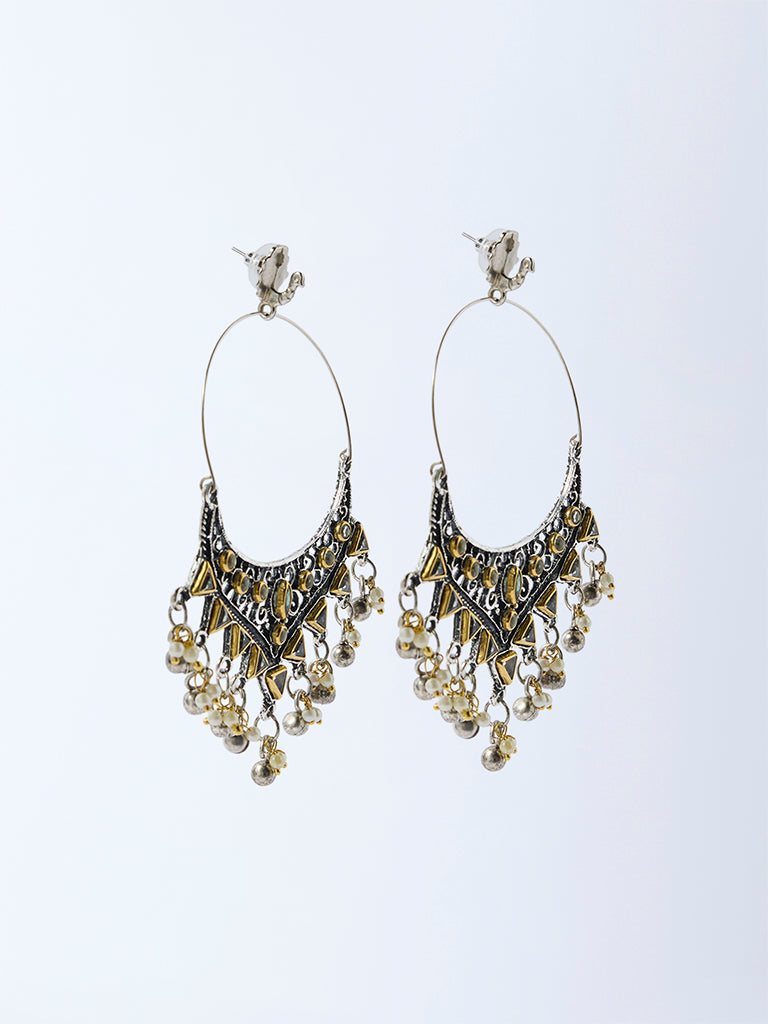 Westside Accessories Silver Embellished Chandbali Earrings
