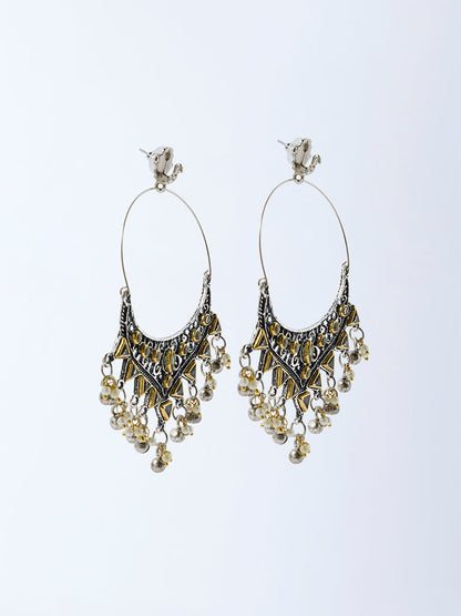 Westside Accessories Silver Embellished Chandbali Earrings