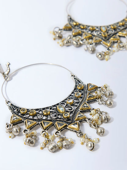 Westside Accessories Silver Embellished Chandbali Earrings