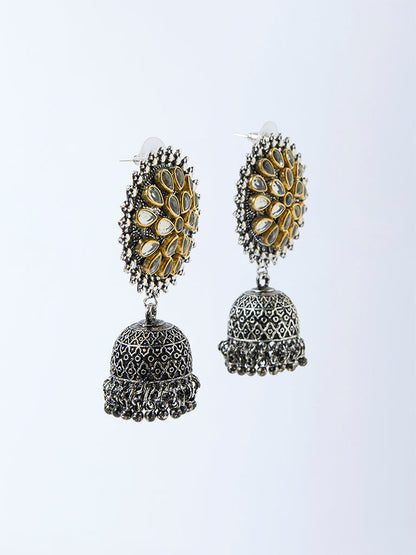 Westside Accessories Silver Embellished Jhumki Earrings
