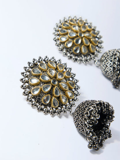 Westside Accessories Silver Embellished Jhumki Earrings