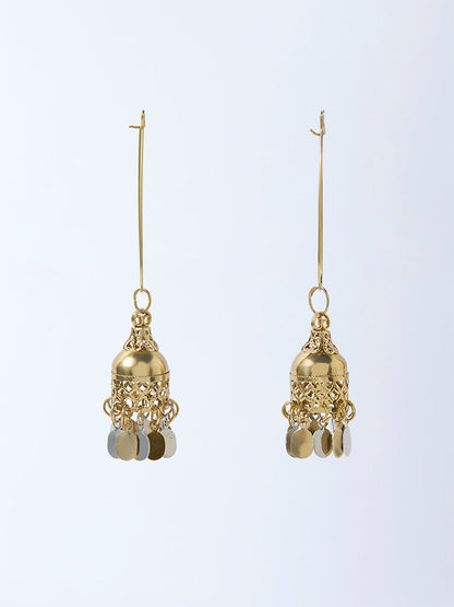 Westside Accessories Gold and Silver Leaf Jhumki Earrings