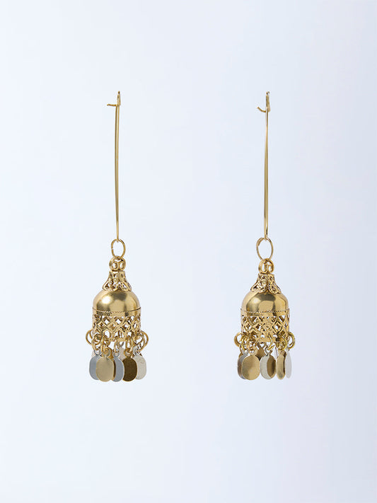 Westside Accessories Gold and Silver Leaf Jhumki Earrings