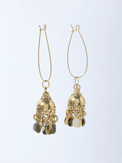 Westside Accessories Gold and Silver Leaf Jhumki Earrings