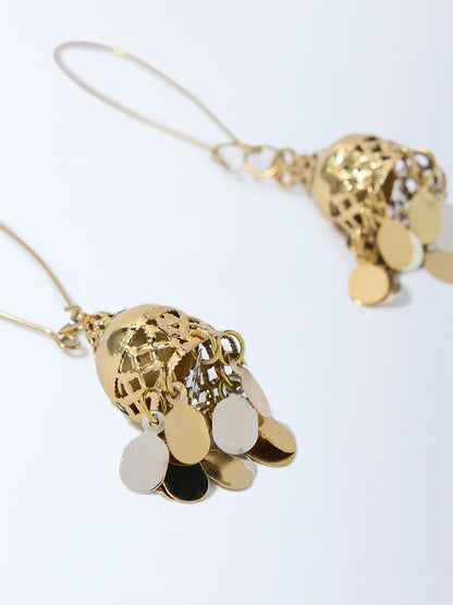 Westside Accessories Gold and Silver Leaf Jhumki Earrings