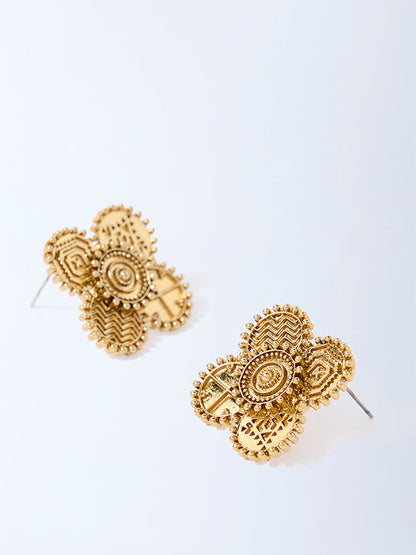 Westside Accessories Gold Textured Disc Stud Earrings