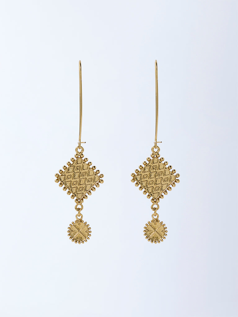 Westside Accessories Gold Textured Dangler Earrings