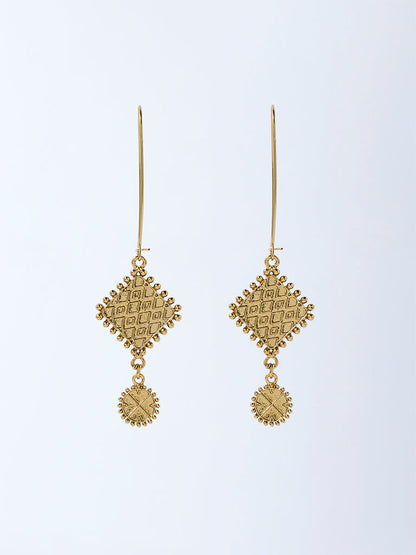 Westside Accessories Gold Textured Dangler Earrings
