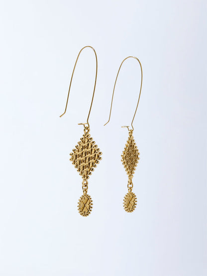 Westside Accessories Gold Textured Dangler Earrings