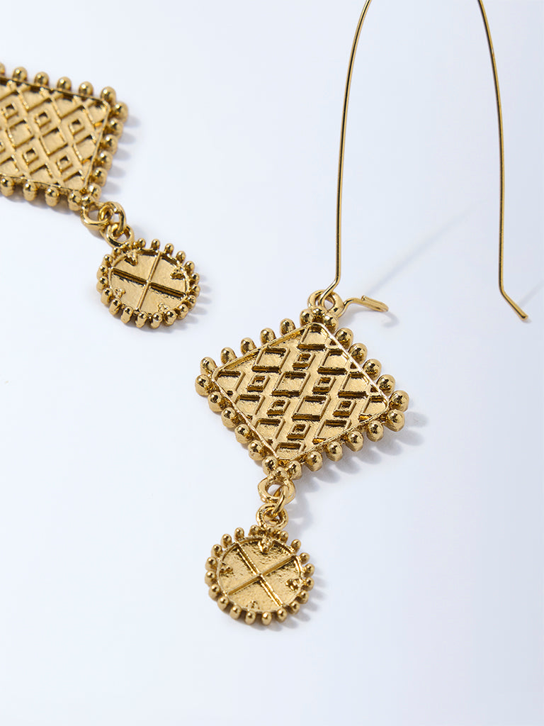 Westside Accessories Gold Textured Dangler Earrings