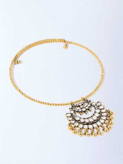 Westside Accessories Gold Glass-Detailed Pendant Choker Necklace